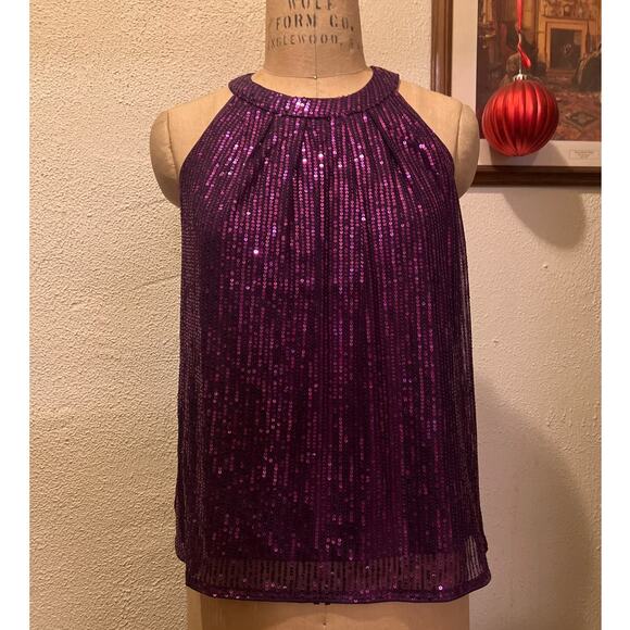 Grace Karin Sleeveless Sequin Halter Top Purple NWT Size S - Picture 3 of 9